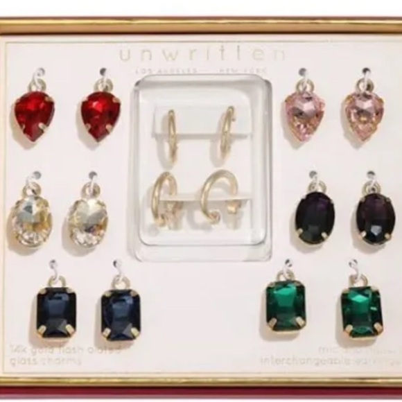 Unwritten Jewelry - Unwritten Elegant Gemstone Earring Collection Change out Stones Dangle NIB